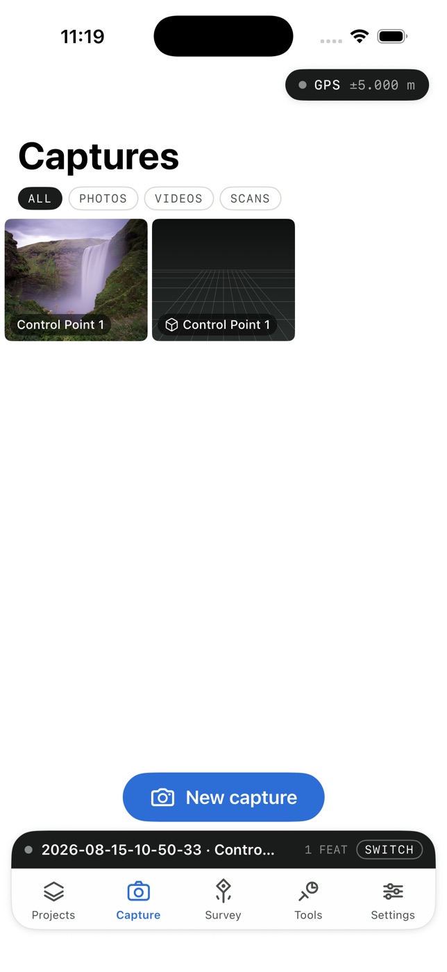 Capture library with photos and a 3D scan attached to a control point